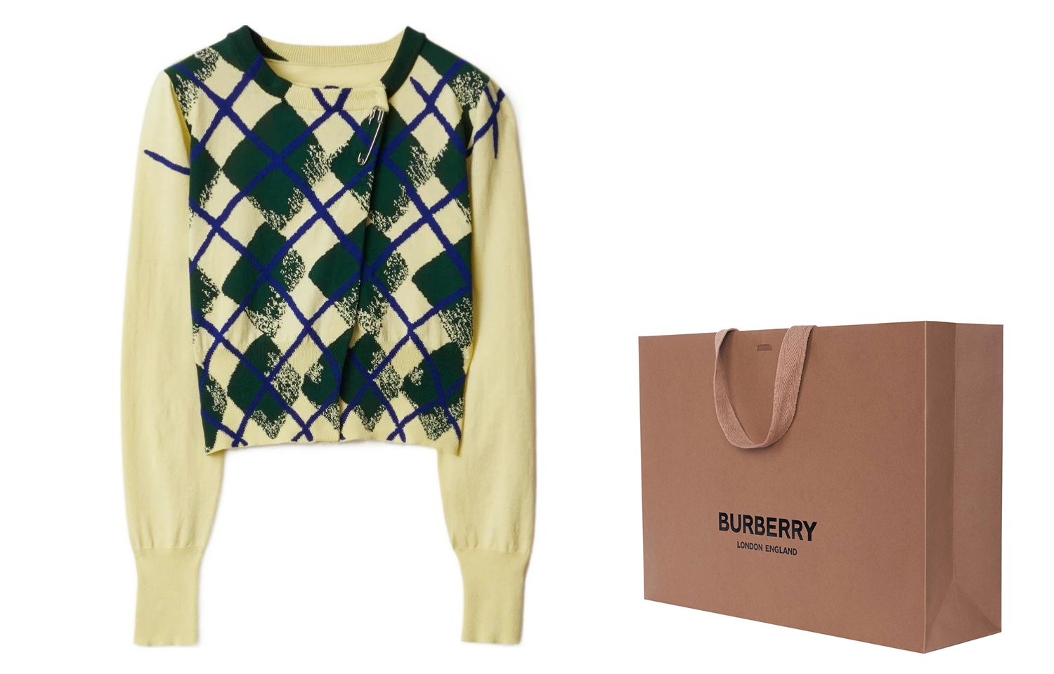 Shop (W) 博柏利 SS24 菱形针织圆领毛衣 女士番石榴粉色. 80809241