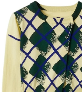 (W) 博柏利 SS24 菱形针织圆领毛衣 女士番石榴粉色. 80809241 1