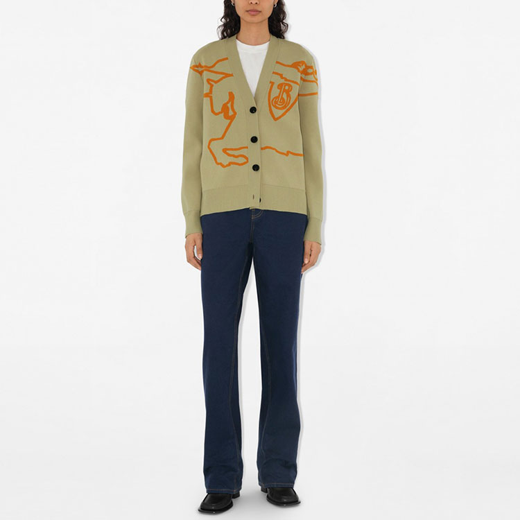 Lookbook (W) Burberry SS24 馬術徽標V領長袖針織毛衣 米色 80951831