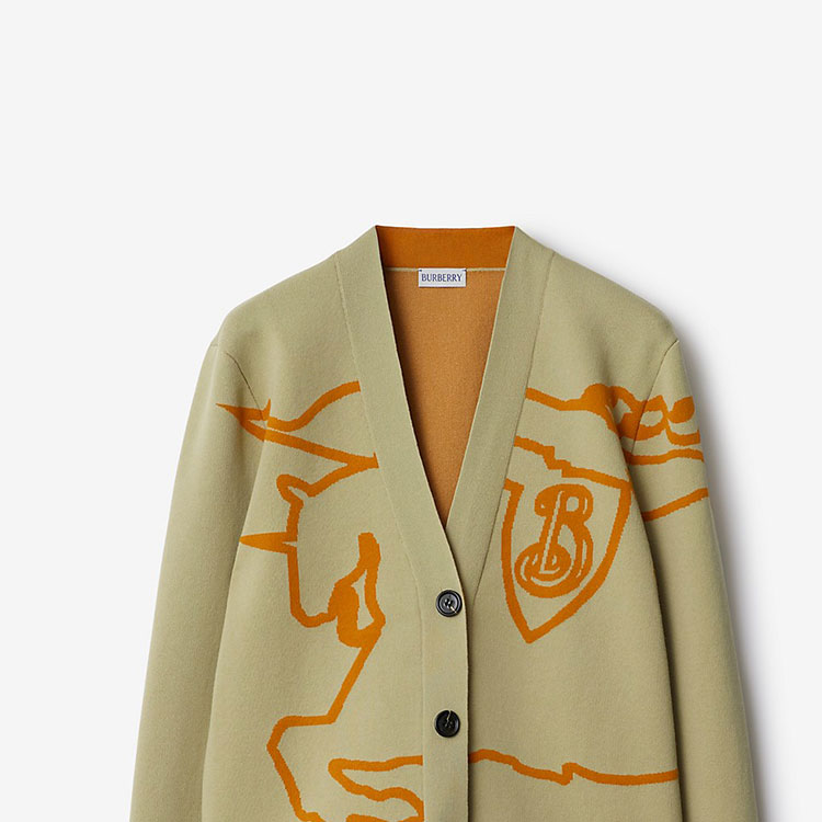 Details for (W) Burberry SS24 馬術徽標V領長袖針織毛衣 米色 80951831