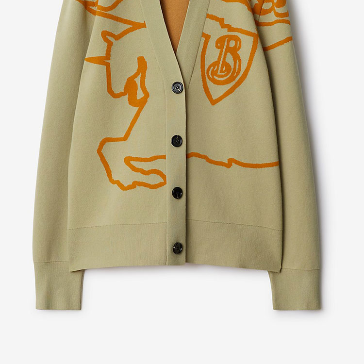 Sizing (W) Burberry SS24 馬術徽標V領長袖針織毛衣 米色 80951831