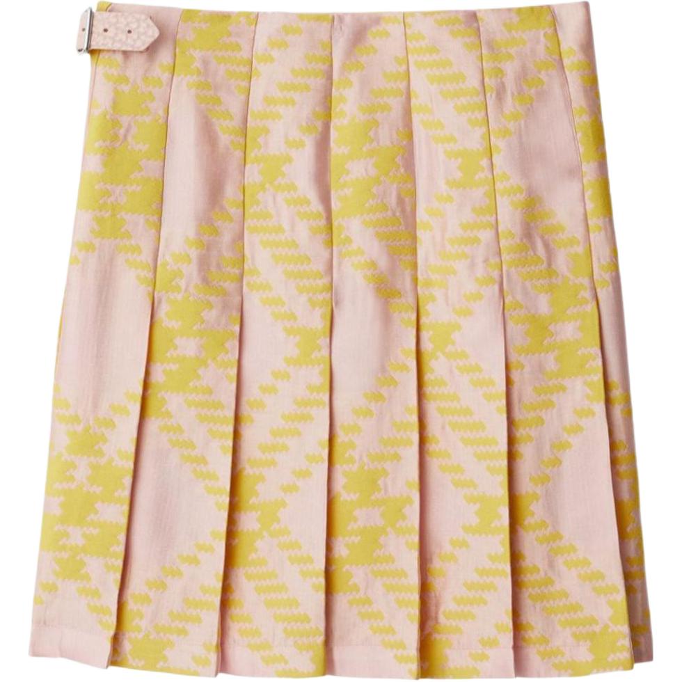 (Women) Burberry SS24 Pink Check Knit Casual Mini Skirt Women’s. 80830001