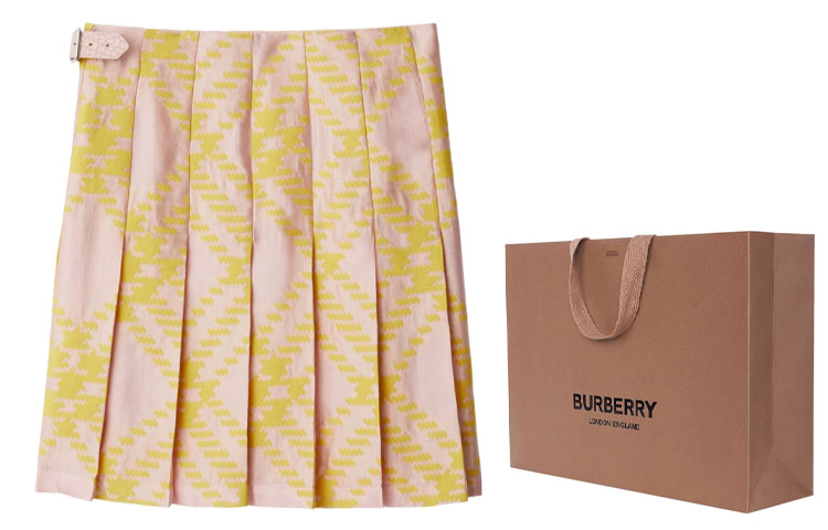 Shop (W) Burberry SS24 粉色格紋針織休閒迷你短裙 女款 80830001