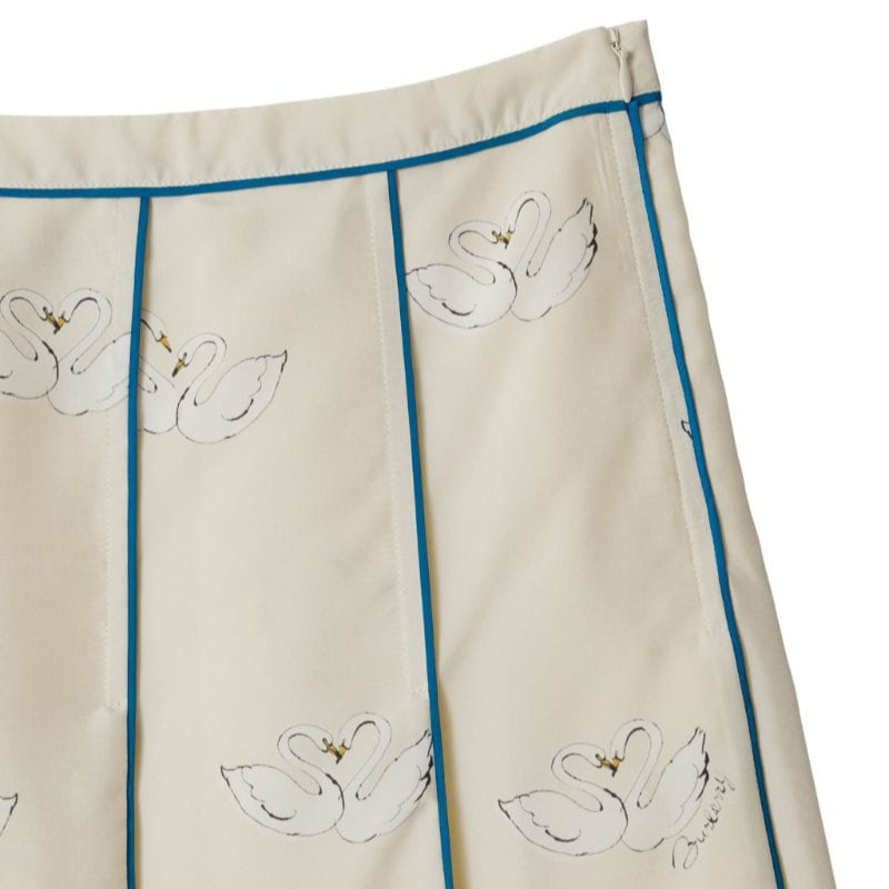 Shop (W) Burberry SS24 女士米色百褶圖案拉鍊休閒裙。 80949791