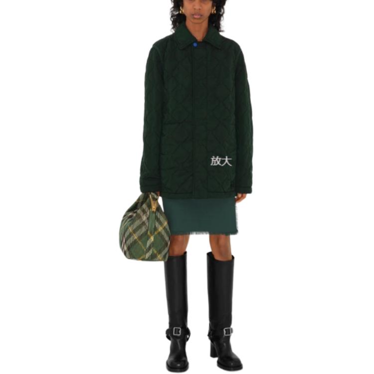 Shop (W) Burberry SS24 綠色常春藤棉質長袖菱格外套 80811071