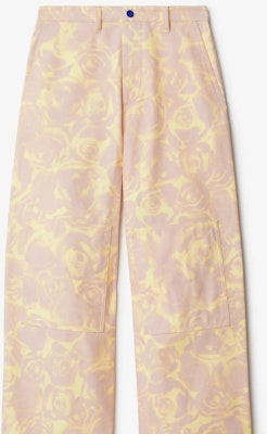 (Women) Burberry SS24 Rose Print Relaxed Fit Workwear Pants Women Dusky Pink. 80838851 1