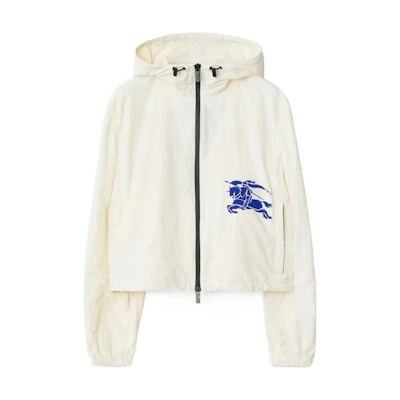 (Women) Burberry SS24 Salisbur Knight Logo Printed Zip Hoodie Jacket Beige - 80903961