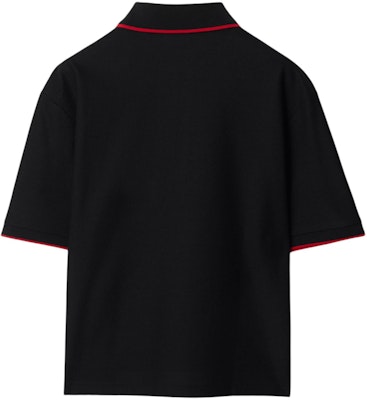 (W) Polo Burberry SS24 Negra a Rayas con Media Cremallera y Corte Relajado. 80844251 Lookbook (W) Polo Burberry SS24 Negra a Rayas con Media Cremallera y Corte Relajado. 80844251