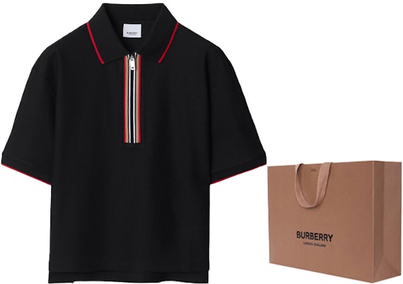 (W) Polo Burberry SS24 Negra a Rayas con Media Cremallera y Corte Relajado. 80844251 Shop (W) Polo Burberry SS24 Negra a Rayas con Media Cremallera y Corte Relajado. 80844251