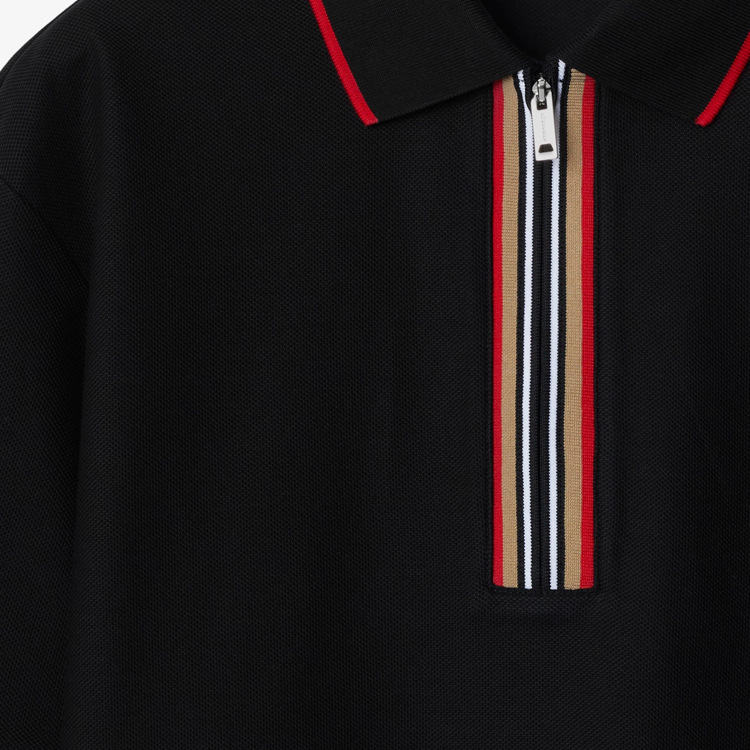 Purchase (W) Polo Burberry SS24 Negra a Rayas con Media Cremallera y Corte Relajado. 80844251