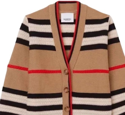 (Women) Burberry SS24 Striped V-Neck Button-Up Knit Cardigan Khaki - . 80843281 Shop (Women) Burberry SS24 Striped V-Neck Button-Up Knit Cardigan Khaki - . 80843281