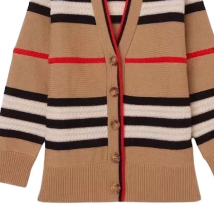 (Women) Burberry SS24 Striped V-Neck Button-Up Knit Cardigan Khaki - . 80843281 Purchase (Women) Burberry SS24 Striped V-Neck Button-Up Knit Cardigan Khaki - . 80843281