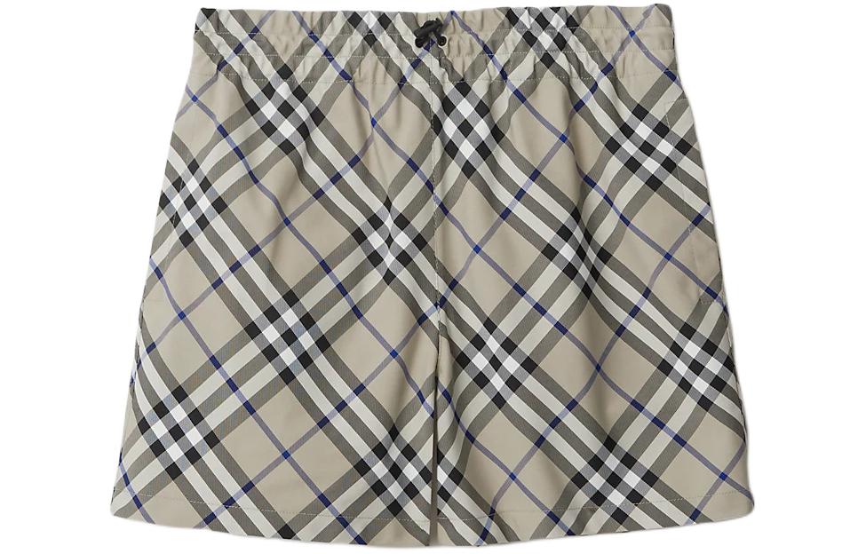 (Women) Burberry SS24 Women’s Drawstring Straight Shorts Plaid Print Moss Green. 80882891