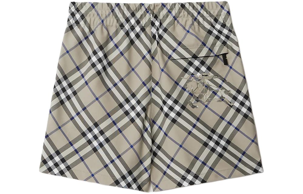 Lookbook (W) 博柏利 SS24 女士抽绳直筒短裤 格纹设计 青苔绿色。 80882891