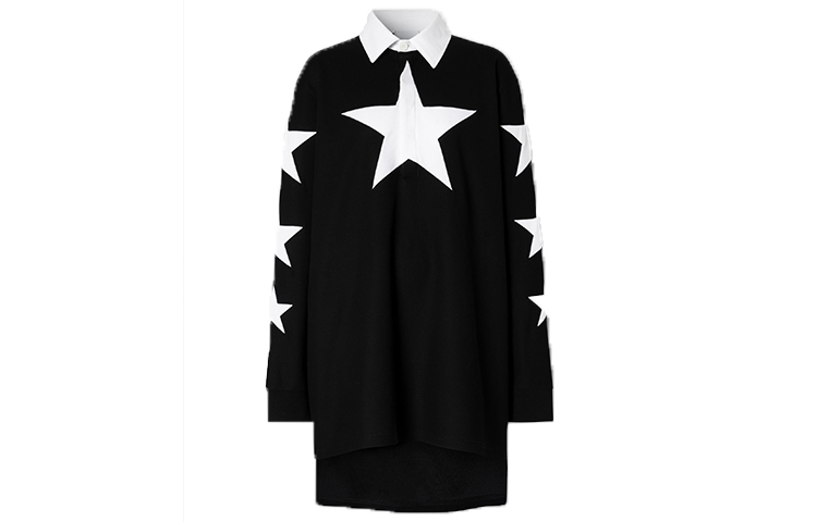 (Women) Burberry Star Pattern Long Sleeve Polo Dress Women Black 45669421