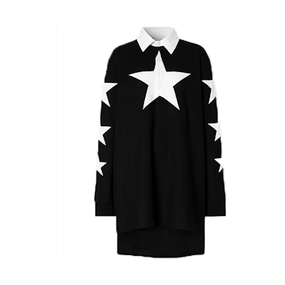(Women) Burberry Star Pattern Long Sleeve Polo Dress Women Black 45669421