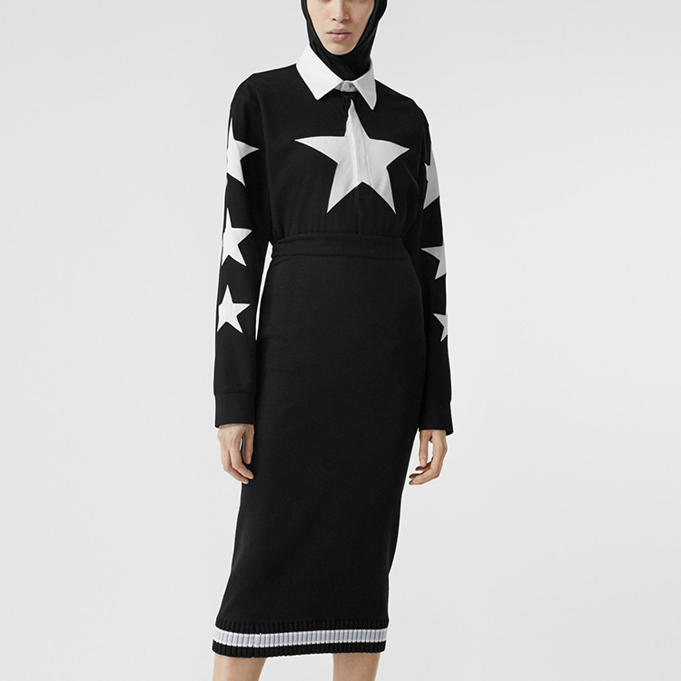 Lookbook (W) Vestido Polo de Manga Larga con Estrellas Burberry Mujer Negro 45669421