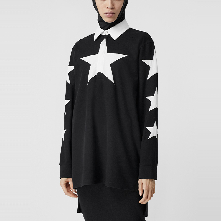 Shop (W) Vestido Polo de Manga Larga con Estrellas Burberry Mujer Negro 45669421