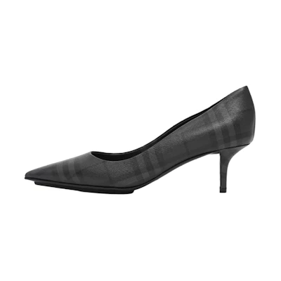 (W) Burberry Stiletto High Heels 'Checkered Point-Toe Deep Charcoal'