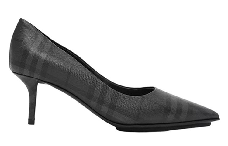 Order (W) 博柏利格纹尖头深炭灰色细高跟鞋 80486301