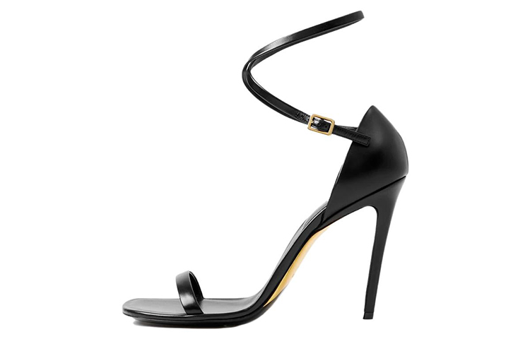 (Women) Burberry Stiletto Sandal 'Black Leather Buckle' 80694561