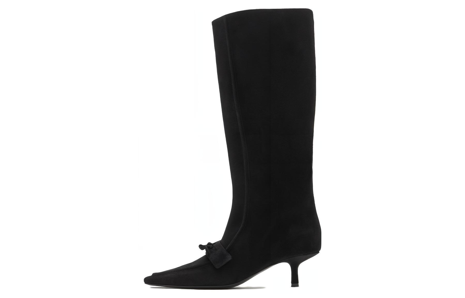 (Women) Burberry Storm 'Equestrian Logo Black Calfskin High Boots' 80773831