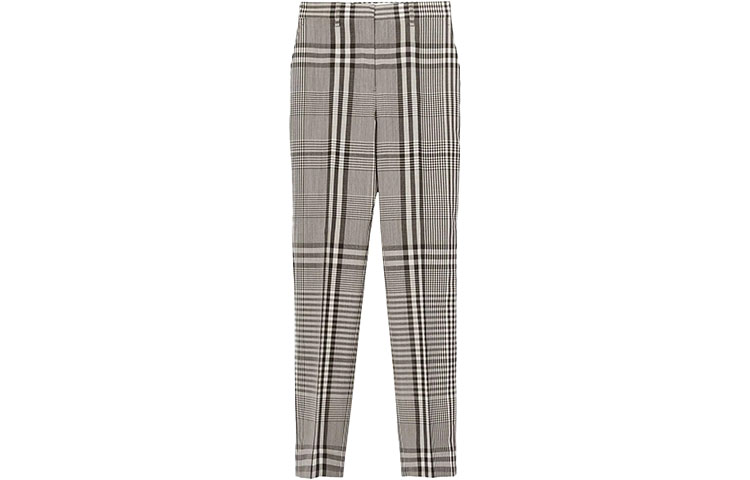(Women) Burberry Straight-Leg Check Casual Pants Grey 45670721