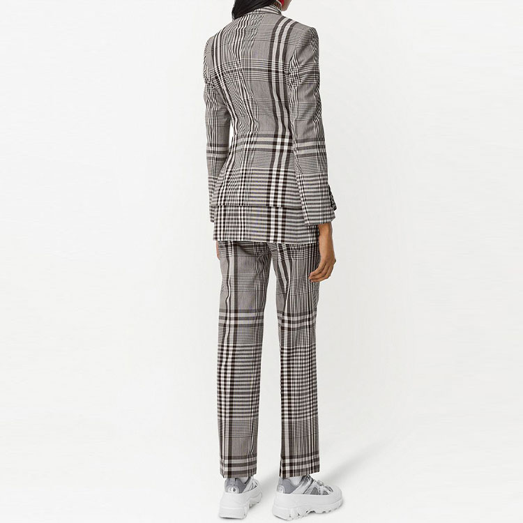 (Women) Burberry Straight-Leg Check Casual Pants Grey 45670721 圖 4