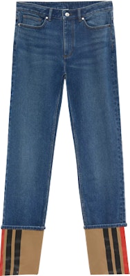 (Women) Burberry Straight-Leg Striped Washed Jeans Women Mid Indigo 80373761 Order (Women) Burberry Straight-Leg Striped Washed Jeans Women Mid Indigo 80373761