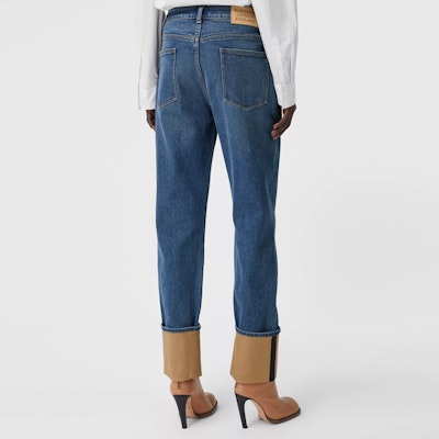 (Women) Burberry Straight-Leg Striped Washed Jeans Women Mid Indigo 80373761 Purchase (Women) Burberry Straight-Leg Striped Washed Jeans Women Mid Indigo 80373761