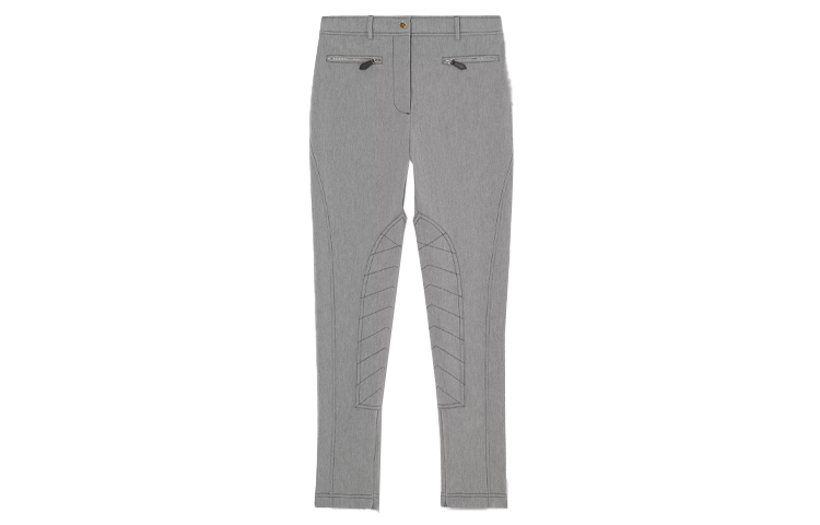 (Women) Burberry Stretch Cotton Blend Pants in Ash Gray with Zipper Detailing 80309871