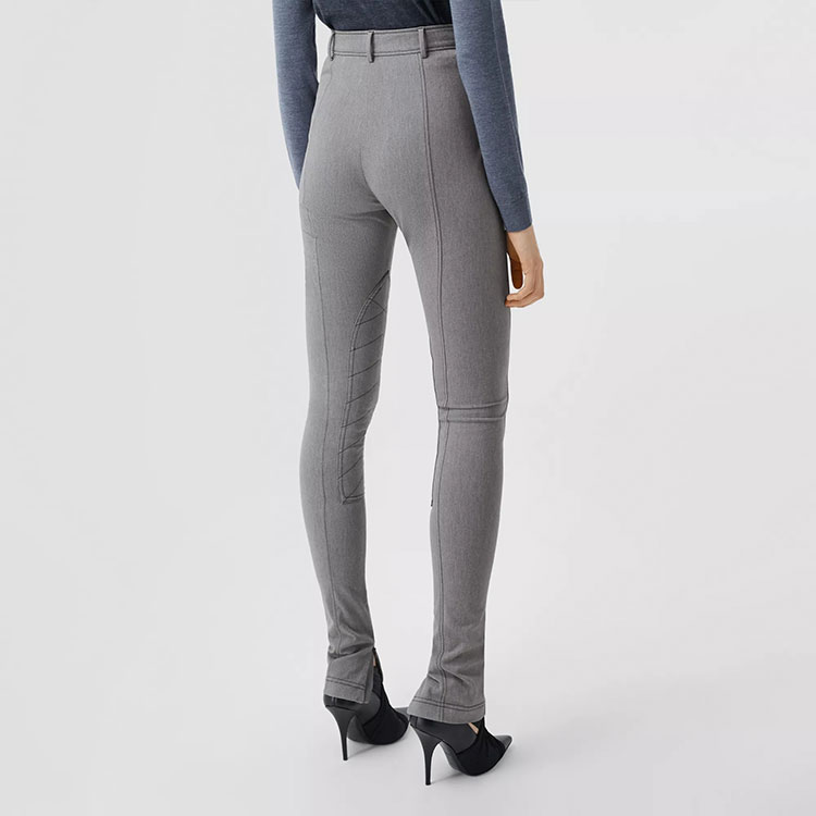 Shop (W) バーバリー ストレッチコットンブレンドパンツ アッシュグレー ジッパーデザイン入り 80309871