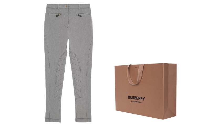 Cheap (W) バーバリー ストレッチコットンブレンドパンツ アッシュグレー ジッパーデザイン入り 80309871