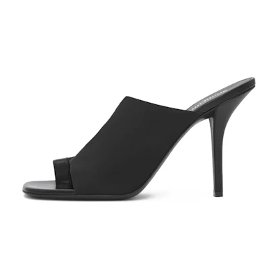 (W) Burberry Stretch Knit and Leather Mule 'Black'