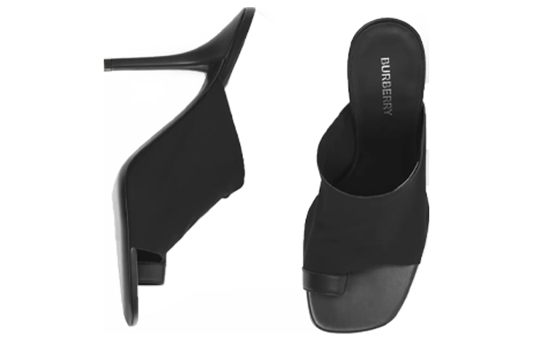 (W) Burberry Stretch Knit and Leather Mule 'Black' 圖 3