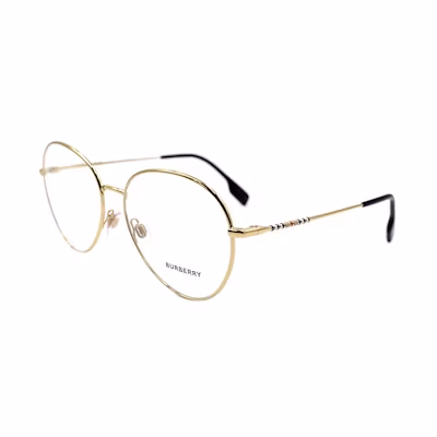 (Women) BURBERRY Stripe Series Elegant Gold/Black Optical Glasses for Women. B1366 1109