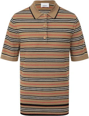 (W) Burberry Polo Shirt Coklat Lengan Pendek Garis-Garis Kasual. 80089361 Order (W) Burberry Polo Shirt Coklat Lengan Pendek Garis-Garis Kasual. 80089361