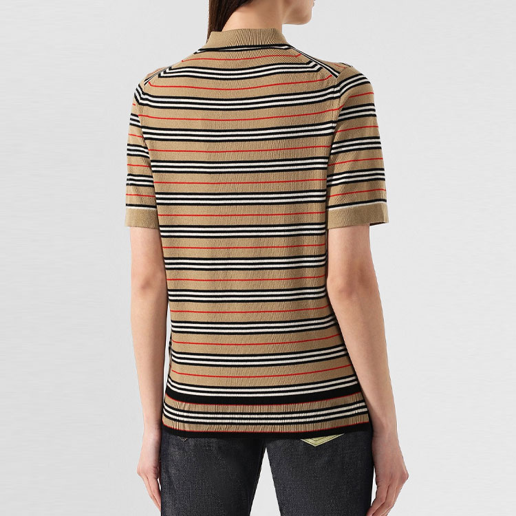 (Women) Burberry Striped Casual Short Sleeve Polo Shirt  Brown. 80089361 圖 4