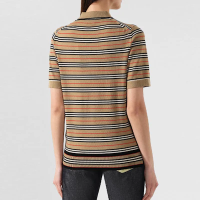 (W) Burberry Polo Shirt Coklat Lengan Pendek Garis-Garis Kasual. 80089361 Shop (W) Burberry Polo Shirt Coklat Lengan Pendek Garis-Garis Kasual. 80089361