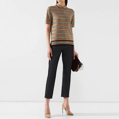 (W) Burberry Polo Shirt Coklat Lengan Pendek Garis-Garis Kasual. 80089361 Purchase (W) Burberry Polo Shirt Coklat Lengan Pendek Garis-Garis Kasual. 80089361