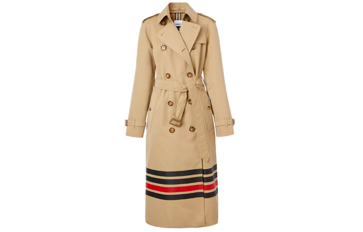 (Women) Burberry Striped Gabardine Check Trench Coat Brown 80367621 圖 2