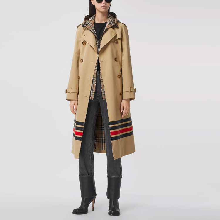 (Women) Burberry Striped Gabardine Check Trench Coat Brown 80367621 圖 4