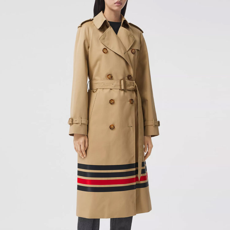 (Women) Burberry Striped Gabardine Check Trench Coat Brown 80367621 圖 6