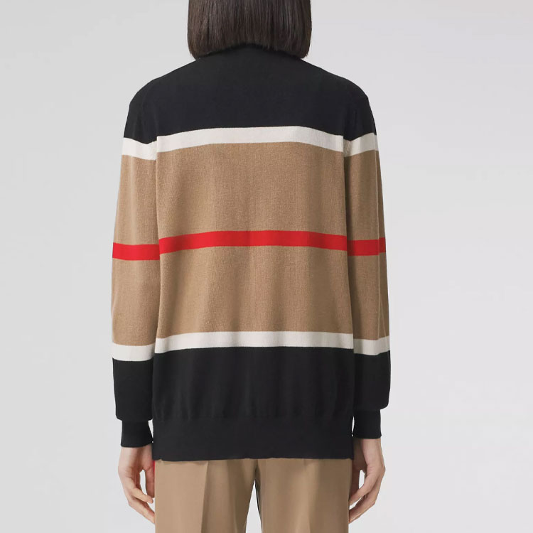Purchase (W) バーバリー ストライプ柄カシミアニット 長袖セーター キャメル色 80484241
