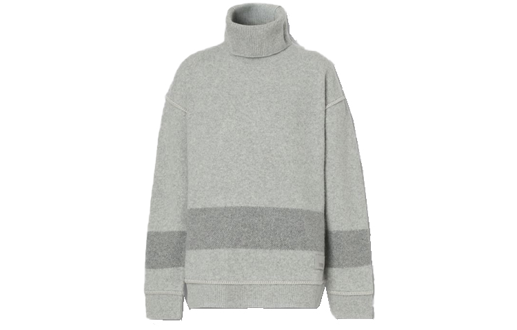 Order (W) Suéter de Cuello Alto Burberry de Lana Mezclada con Rayas - Gris 80462901