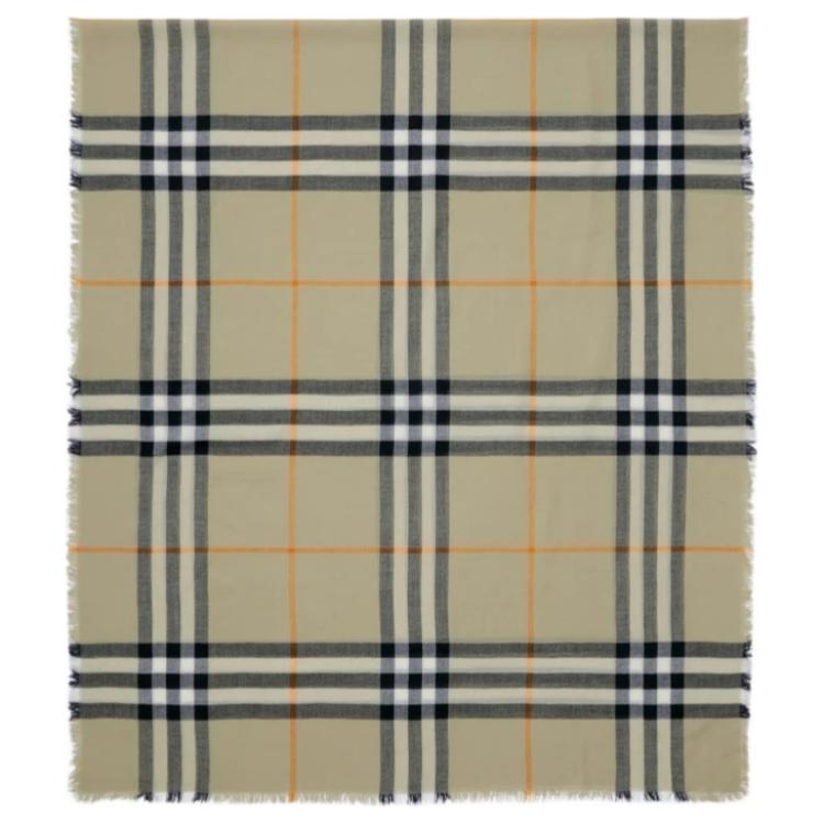 (Women) Burberry Striped Wool Scarf for Women in Light Sage Green. 80907241 圖 4