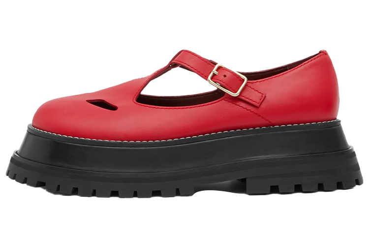 (W) Burberry T-Strap Sandals 'Classic British Academy Red'