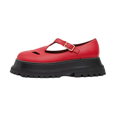 (W) Burberry T-Strap Sandals 'Classic British Academy Red'