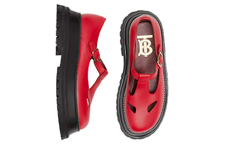 (W) Burberry T-Strap Sandals 'Classic British Academy Red' 圖 3