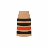 (Women) Burberry Tan Striped Pencil Skirt Casual Long Skirt 80364281 (Women) Burberry Tan Striped Pencil Skirt Casual Long Skirt 80364281